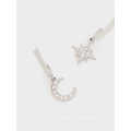 Fashion New Stainless Steel Rhinestone Star Moon Earrings Jewelry